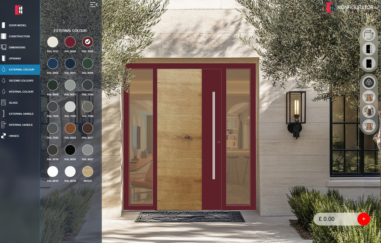 Entrance door colour configuration with RAL colours