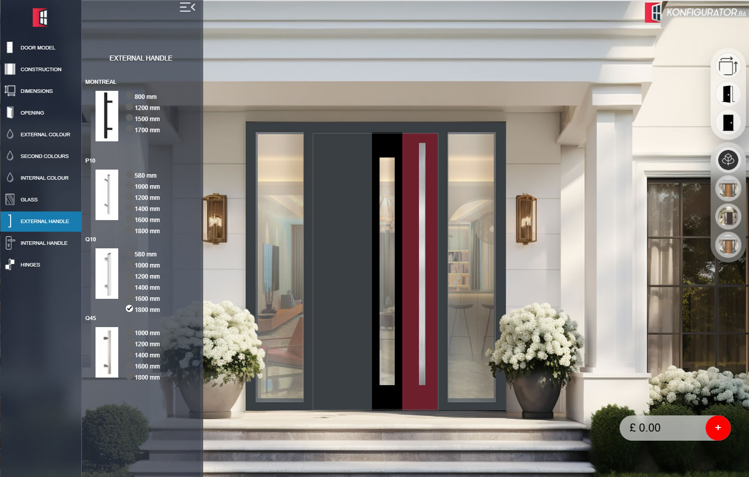 Entrance door handles and accessories configuration