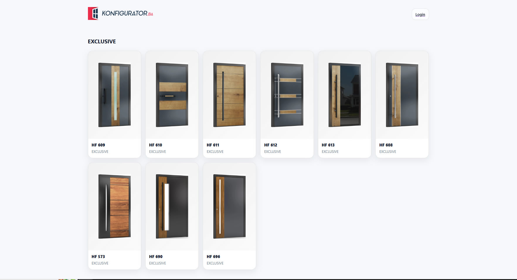 Entrance door model selection