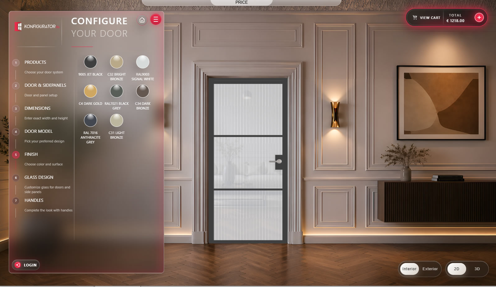 Steel Doors Configurator handle selection